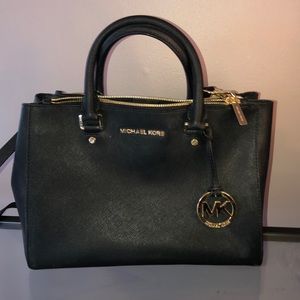 Michael Kors Black Leather Medium Satchel